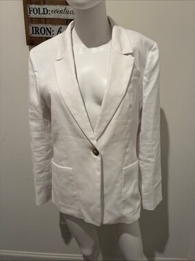 J. Crew White Single-Button Notched Blazer
